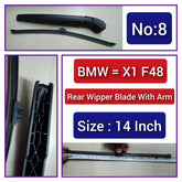 Rear Wiper Blade (14 Inch) With Arm Compatible with BMW X1 E48 Tag-WBR-08